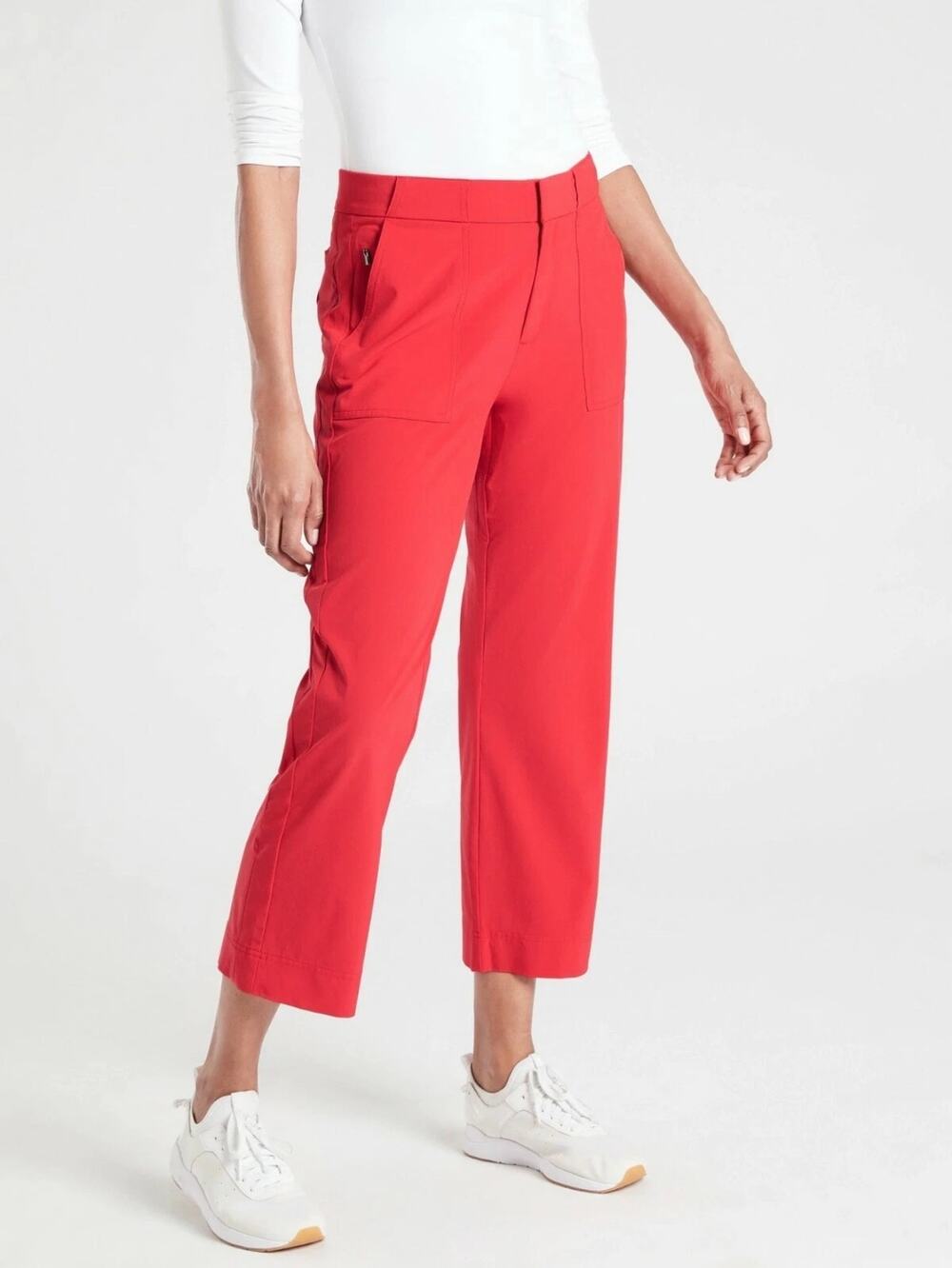 Athleta Women's Hibiscus Red Tribeca Utility Lightweight Crop Pants Size 6
